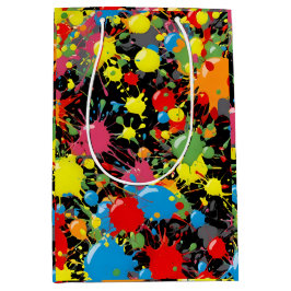 Bolsa De Regalo Mediana Salpicaduras de pintura en arcoíris PD