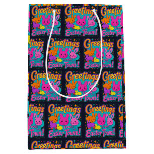Bolsa De Regalo Mediana Saludo De Pascua De Los Bunnies