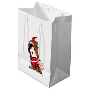 Bolsa De Regalo Mediana Saludo del conejillo de Indias del navidad