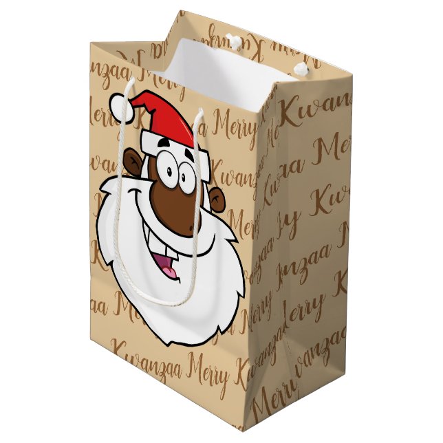 Bolsa De Regalo Mediana Saludos de Kwanzaa del navidad de Santa del (Angulo Anverso)