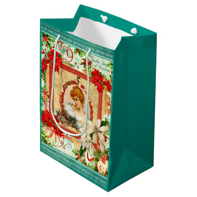 Bolsa De Regalo Mediana Saludos de Navidad (Angulo Anverso)