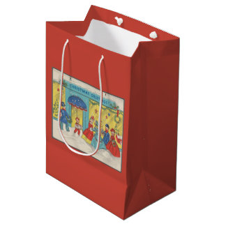 Bolsa De Regalo Mediana Saludos de Navidad retro vintage Invierno antiguo