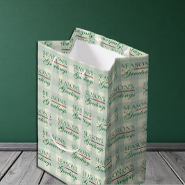 Bolsa De Regalo Mediana Saludos de temporada a los Navidades de Gingham