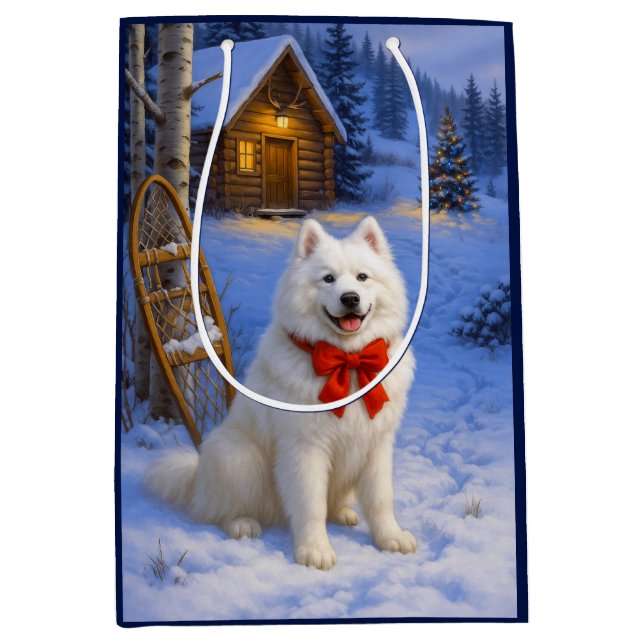 Bolsa De Regalo Mediana Samoyed Holiday  (Anverso)