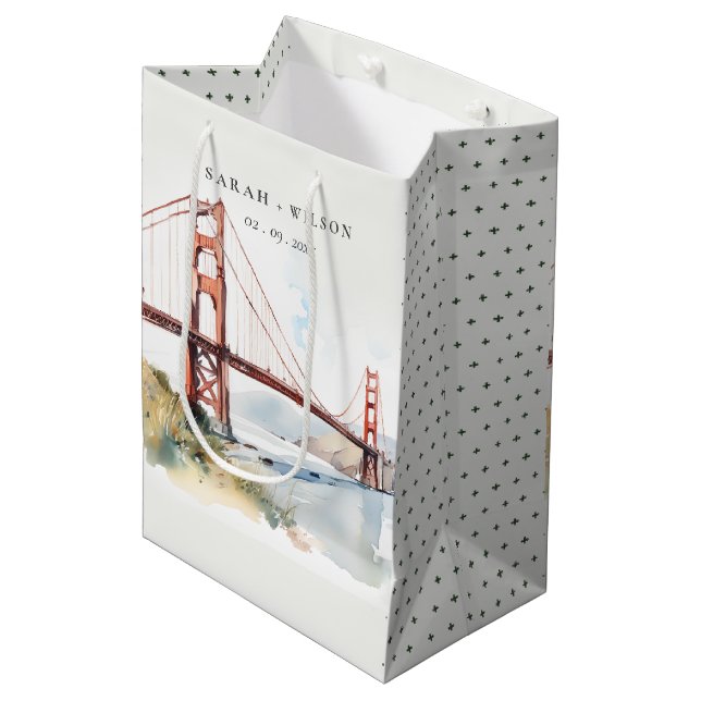Bolsa De Regalo Mediana San Francisco Golden Gate Bridge Landscape Wedding (Angulo Anverso)