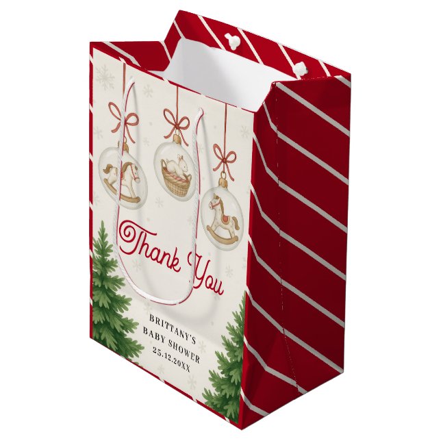 Bolsa De Regalo Mediana Santa Baby Christmas Baby Shower  (Angulo Anverso)