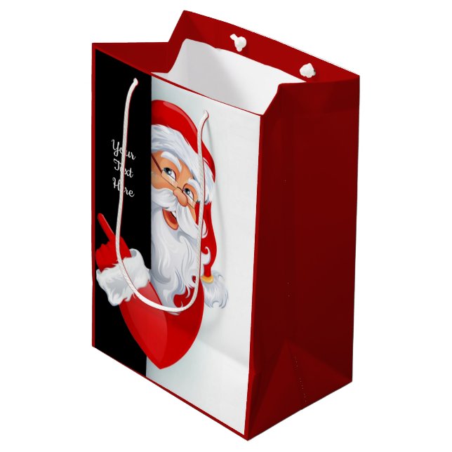 Bolsa De Regalo Mediana Santa blanca y roja personalizada (Angulo Anverso)