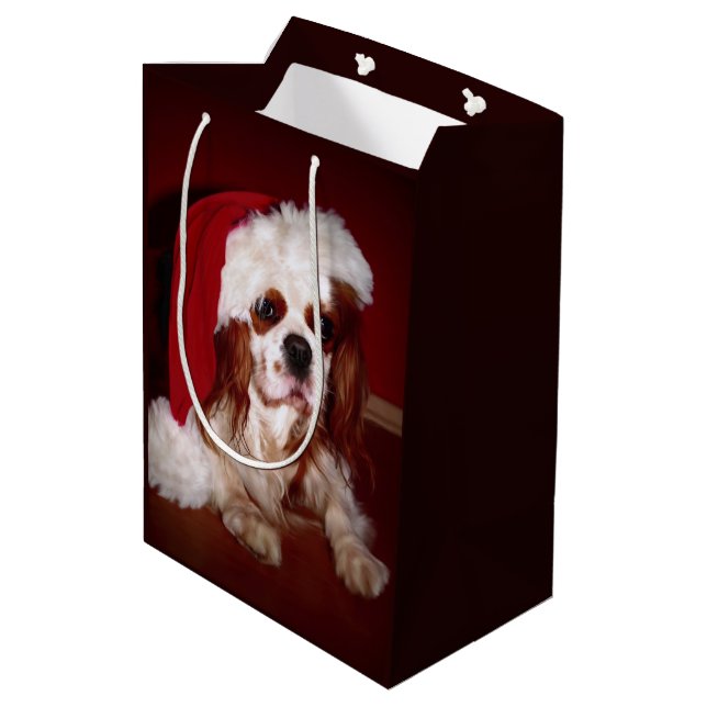 Bolsa De Regalo Mediana Santa Cavalier Spaniel Puppy (Angulo reverso)