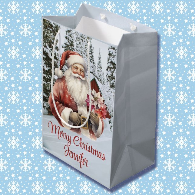 Bolsa De Regalo Mediana Santa Claus agrega nombre a escena de Navidades de (Subido por el creador)