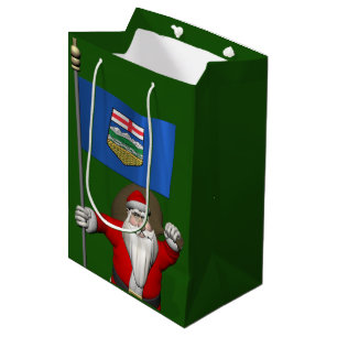 Bolsa De Regalo Mediana Santa Claus Con Bandera De Alberta
