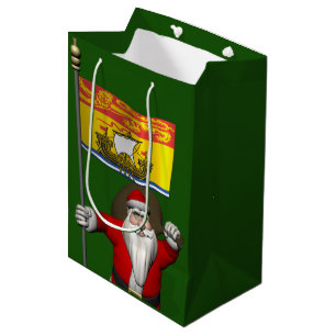 Bolsa De Regalo Mediana Santa Claus Con Bandera De Nueva Brunswick