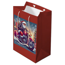 Bolsa De Regalo Mediana Santa Claus en mode motard