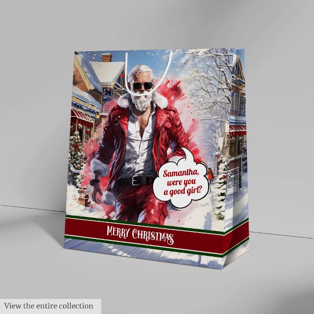 Bolsa De Regalo Mediana Santa Claus Gift Bag Personalized Holiday Keepsake (Santa Claus Gift Bag Personalized Holiday Keepsake)