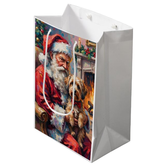 Bolsa De Regalo Mediana Santa Claus Holding Havanese Christmas Art (Angulo Anverso)
