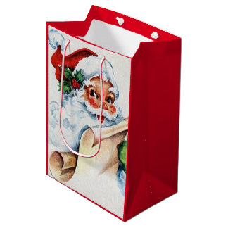Bolsa De Regalo Mediana Santa Claus Vintage Padre Navidad