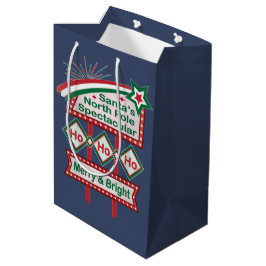 Bolsa De Regalo Mediana Santa Marquee Retro - Ho Ho Merry & Bright