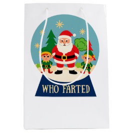 Bolsa De Regalo Mediana Santa y duendes divertidos de Navidad "¿Quién se t
