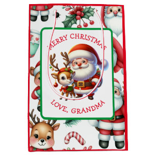 Bolsa De Regalo Mediana Santa y los Navidades personalizados de renos
