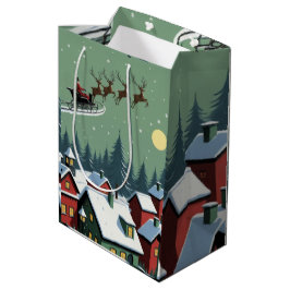 Bolsa De Regalo Mediana Santa y su Sleigh