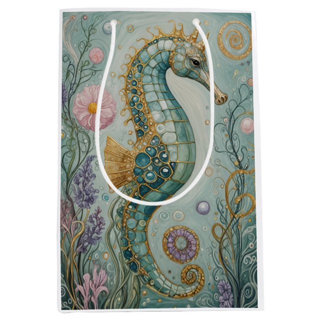 Bolsa De Regalo Mediana Santuario Shimmering Seahorse (Anverso)
