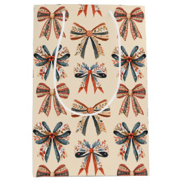 Bolsa De Regalo Mediana Scandi Bows Folk Art Holiday