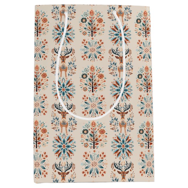 Bolsa De Regalo Mediana Scandinavian Deer Holiday (Anverso)