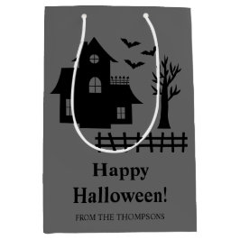 Bolsa De Regalo Mediana Scary Haunty House Silhouette Happy Halloween
