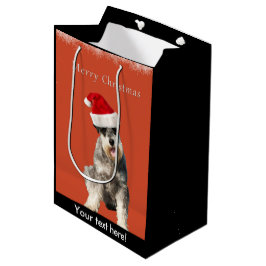 Bolsa De Regalo Mediana Schnauzer con el gorra del navidad