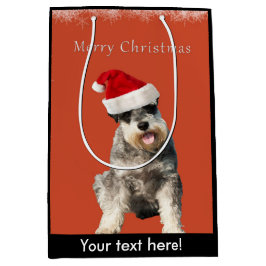 Bolsa De Regalo Mediana Schnauzer con el gorra del navidad