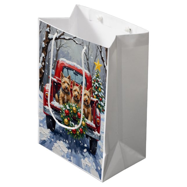 Bolsa De Regalo Mediana Scottish Terrier Christmas Red Truck Holiday (Angulo Anverso)