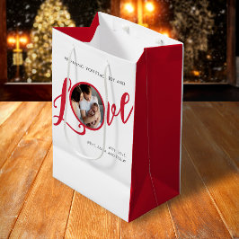 Bolsa De Regalo Mediana Script fotográfico de caligrafía de navidades