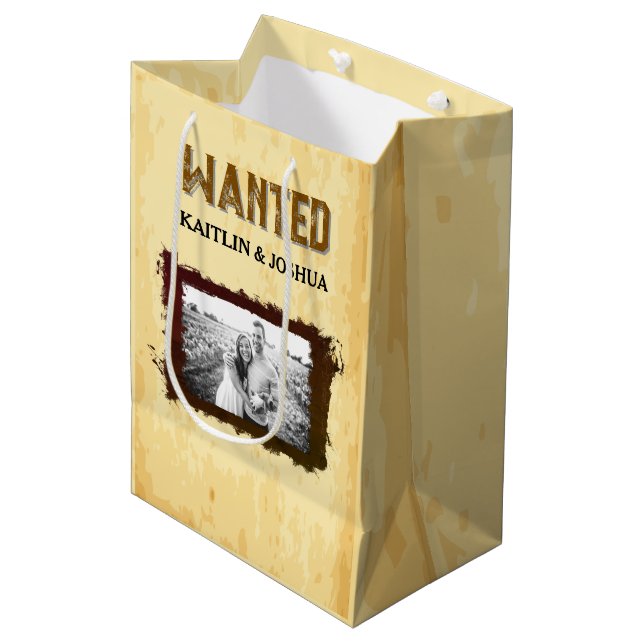 Bolsa De Regalo Mediana Se busca Boda Poster 🤠 Personalizado Foto (Angulo Anverso)