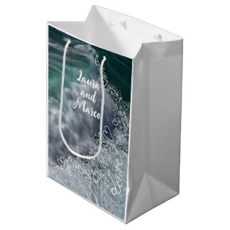 Bolsa De Regalo Mediana Sea foam photography with Doodle hearts