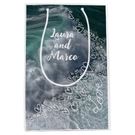 Bolsa De Regalo Mediana Sea foam photography with Doodle hearts