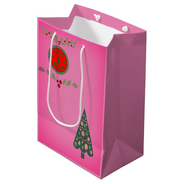Bolsa De Regalo Mediana Seasons Greetings Holly Verdant Christmas Tree (Angulo Anverso)