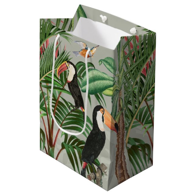 Bolsa De Regalo Mediana Selva tropical acuática y aves turcas (Angulo Anverso)