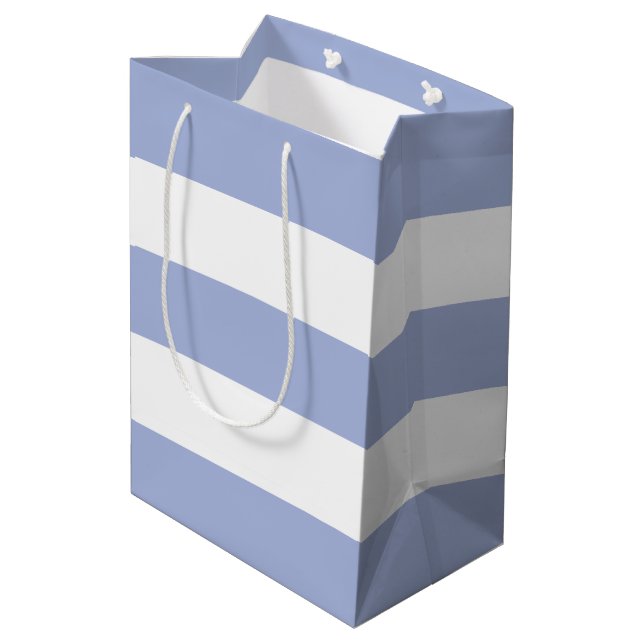 Bolsa De Regalo Mediana Sencillas franjas blancas azules y elegantes (Angulo reverso)