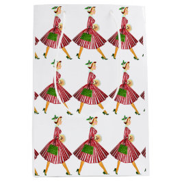 Bolsa De Regalo Mediana Señora Navideña Vintage de 1950