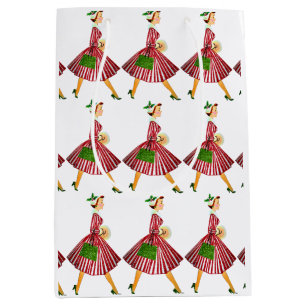 Bolsa De Regalo Mediana Señora vintage de Navidad de 1950