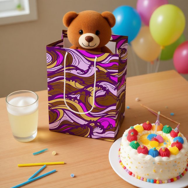 Bolsa De Regalo Mediana Sepia Abstract Pebble Bean Repeating Pattern (Subido por el creador)