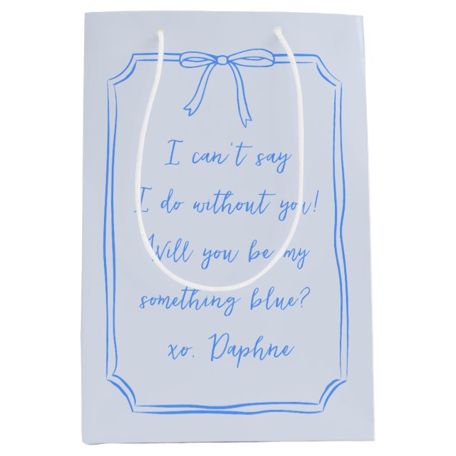 Bolsa De Regalo Mediana Serás Mi Coquette Azul Elegante (Anverso)