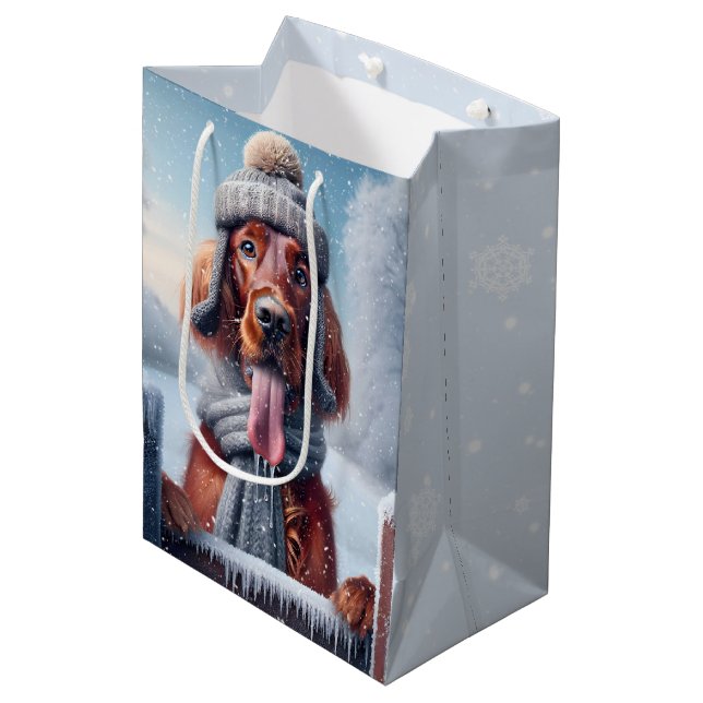 Bolsa De Regalo Mediana Setecientos Irlandeses En Copos De Nieve (Angulo Anverso)