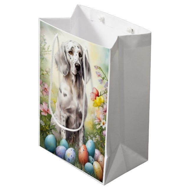 Bolsa De Regalo Mediana Setter inglés con huevos de Pascua (Angulo Anverso)