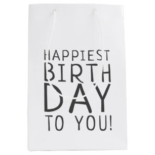 Bolsa De Regalo Mediana Sexo minimalista Cumpleaños Neutral Más Feliz