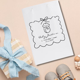 Bolsa De Regalo Mediana Sexo Neutral Bebé y Bow Baby Shower moderno