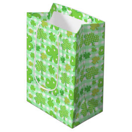 Bolsa De Regalo Mediana Shamrock and Gingham Pattern de San Patricio