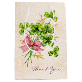 Bolsa De Regalo Mediana Shamrock Vintage Cute Rosa Lucky Chica Baby Shower