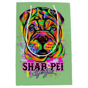 Bolsa De Regalo Mediana Shar Pei Puppy Dog Lifestyle