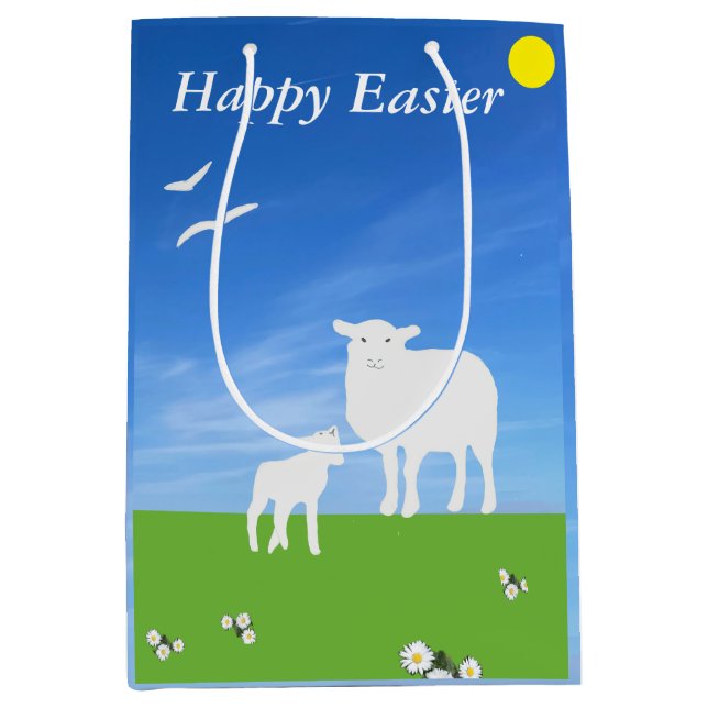 Bolsa De Regalo Mediana Sheep and Lamb editable Easter (Anverso)