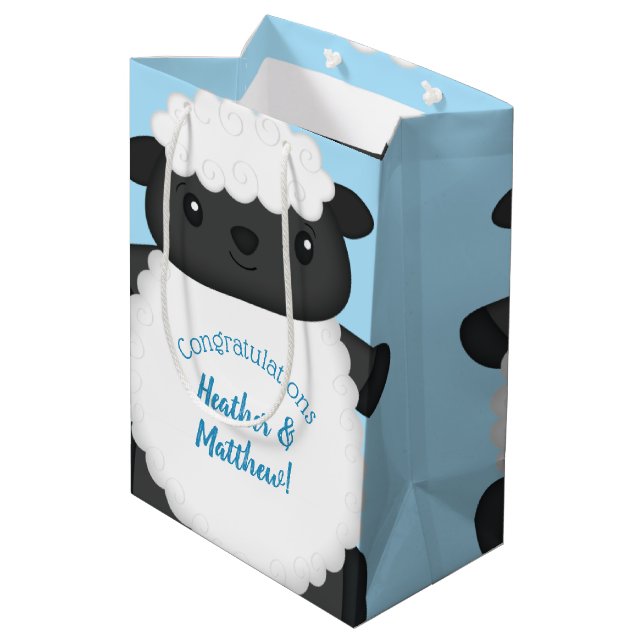 Bolsa De Regalo Mediana Sheep Baby Shower Blue (Angulo reverso)